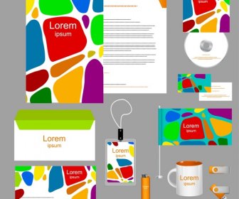 Corporate Identity Design Elements With Colored Abstraction Style