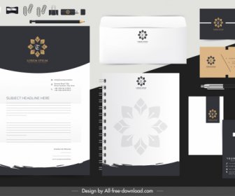 Corporate Identity Sets Flower Logotype Black White Decor