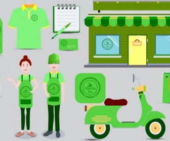 Corporate Identity Sets Green Design Matcha Tea Logo