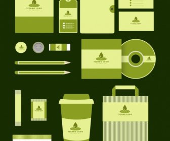 Identidad Corporativa Establece Verde Diseño Logotipo De Gotas De Agua