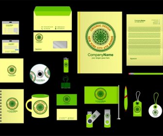 기업 정체성은 녹색 디자인으로 로고 유형을 설정합니다.