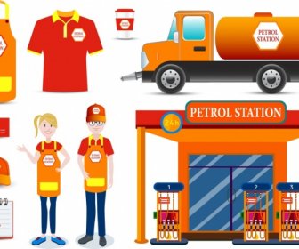 Corporate Identity Sets Petro Station Design Orange Ornament