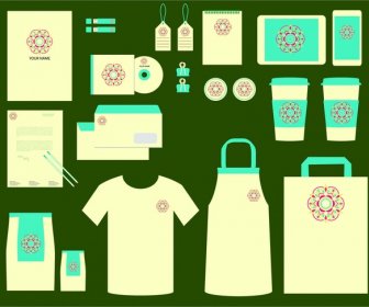 corporate identity sets vector illustration with utensils