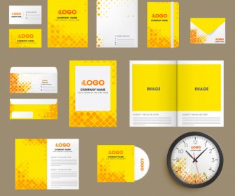 Corporate Identity Templates Abstract Yellow Polygon Decor
