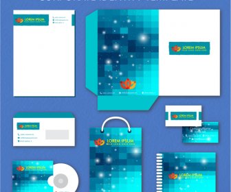 Corporate Identity Templates Design With Sparkling Bokeh Illustration