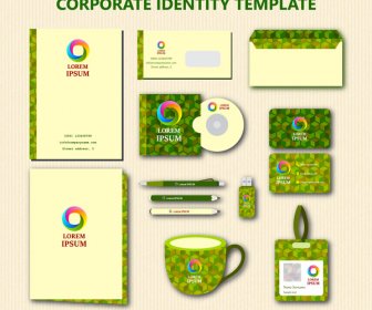 Modelos De Identidade Corporativa Com Fundo Verde Bokeh