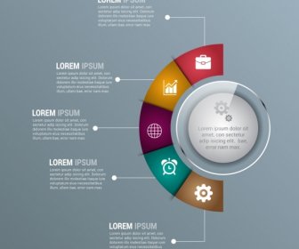 Corporate Infografiken Moderne Glänzend Halbrunden Vorlagendesign