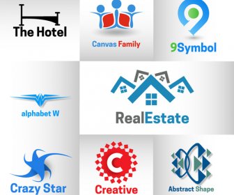 Kurumsal Logo Tasarım öğeleri Resimde çeşitli şekillerle