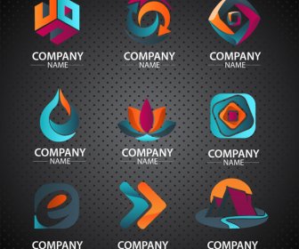 Design De Logotipo Corporativo Em Várias Formas De Cores Escuras
