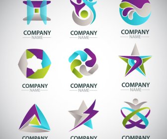 Corporate Logo Sets Design With Various Shapes