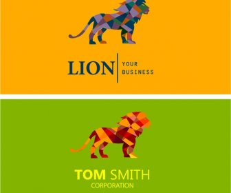 Корпоративный логотип устанавливает иллюстрации с низким полигонов Лев