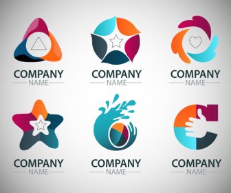 Корпоративный логотип множеств с художественной формы иллюстрации