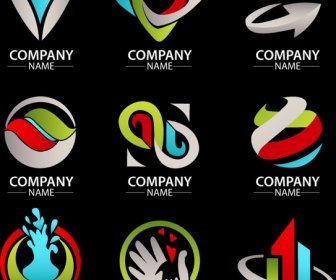 Set Logo Perusahaan Dengan Berbagai Bentuk Berwarna Ilustrasi