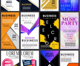 Corporate Poster Templates Collection Modern Colorful Abstract Decor