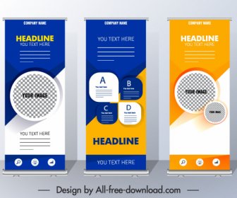 Corporate Poster Templates Roll Up Shaped Colorful Modern