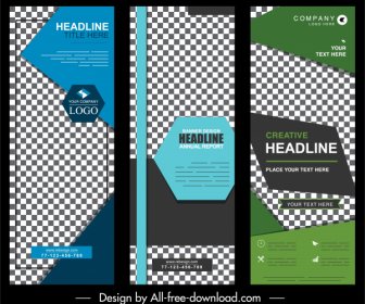 Corporate Posters Templates Colorful Checkered Decor Standee Shapes
