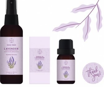 Cosmetic Ad Design Elements Purple Lavender Floral Decor