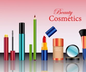 cosmetic advertisement makeup accessories display shiny reflection design