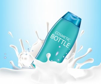 Kosmetische Werbung Spritzende Milch Blaue Flasche Dekoration
