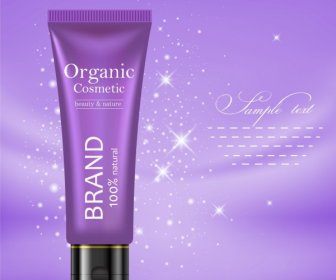 Kosmetischen Violett Funkelnden Realistische Anzeigengestaltung