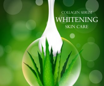 Weiße Kosmetik Werbung Fallen Grüne Aloe Symbol Ornament