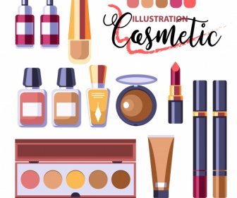 Cosmetic Advertising Poster Modern Colorful Flat Sketch