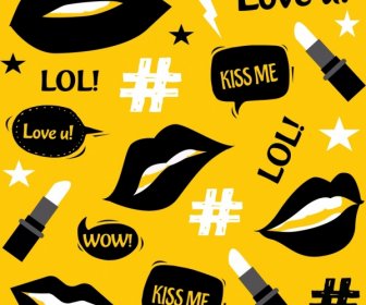 Cosmetic Background Mouth Lipstick Texts Decor Repeating Icons