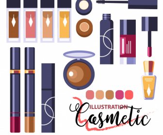 Cosmetic Banner Template Colorful Modern Flat Sketch