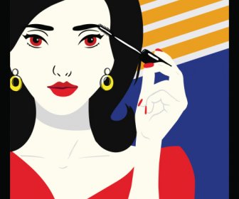 Kosmetische Banner Vorlage Make-up Dame Skizze Bunten Klassischen