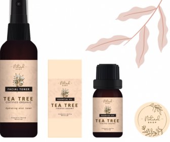 Label Kosmetik Template Tea Tree Sketch Elegan Klasik