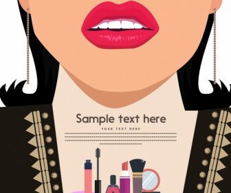 Cosmetic Promotion Banner Woman Lips Makeup Accessories Ornament