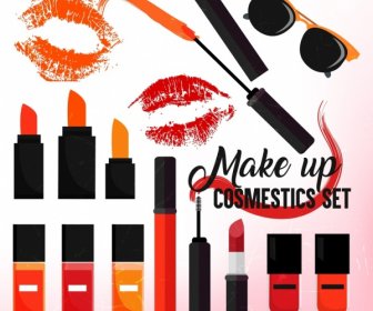 Cosmetics Advertisement Lips Lipsticks Sunglasses Icons Decor
