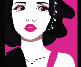 Kosmetik Iklan Latar Belakang Wanita Wajah Sketsa Karakter Kartun