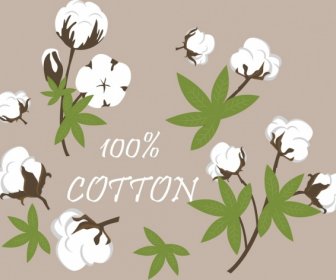 Baumwolle Produkt Werbung Blumen Symbole Dekoration