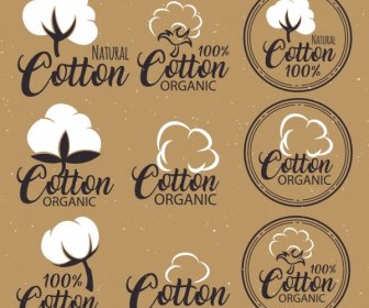 Cotton Product Labels Collection Calligraphy Flat Flowers Design