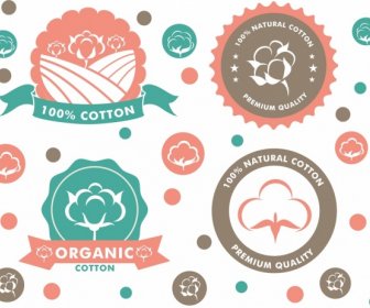 Baumwolle Produkt Etiketten Sammlung Verschiedene Kreisformen