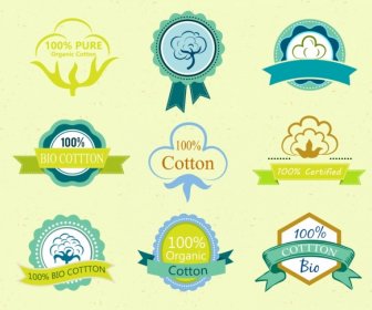 Les étiquettes De Couleur Coton Collecte Diverses Formes D'isolement