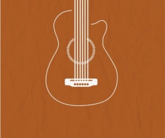 L'affiche De L'arbre De La Musique Country Icônes Dessin Plat Guitare