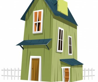 Countryside House Template Wooden Decor Colored 3d Sketch
