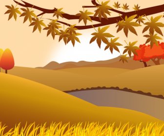 Countryside Scenery Vector Illustration