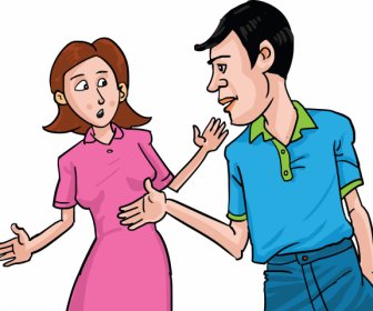 Couple Discussion Cartoon Illustration