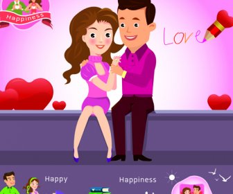 Couples And Business Infographics Vector