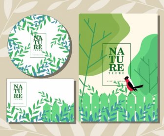 Cobrir O Fundo Natureza Tema Folha Verde Pássaro ícones