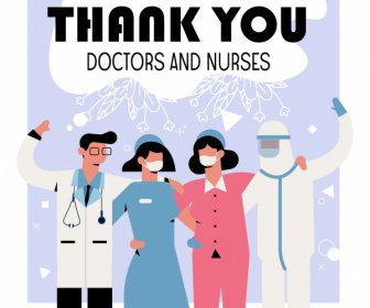 Covid 19 Banner Doctors Nurses Combination Sketch