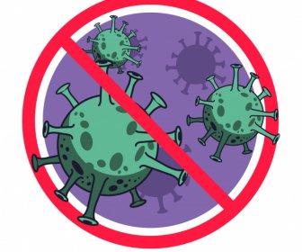 Covid 19 Banner Virus Icons Banning Sign Sketch