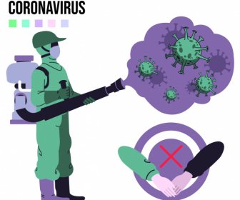 Covid 19 Virus Banner Igienico-sanitario Lavoratore Schizzo