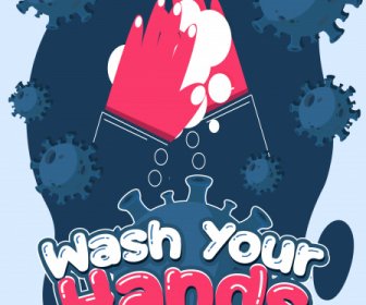 COVID 19ポスター手洗い活動ウイルススケッチ