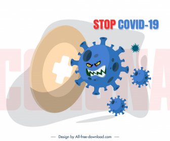 Covid 19 Poster Stylized Viruses Icons Sketch
