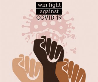 Covid Poster Template Classic Fist Arms Virus Sketch
