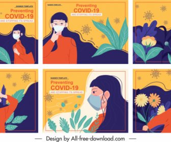 Covid Poster Templates Colorful Classic Woman Nature Elements